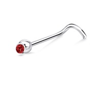 Stone Set Silver Curved Nose Stud NSKB-144